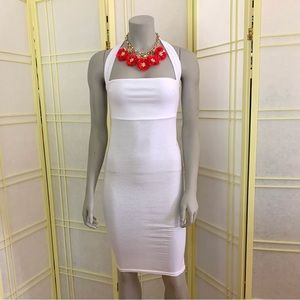 White Halter Dress Beach Cover-Up Sheer